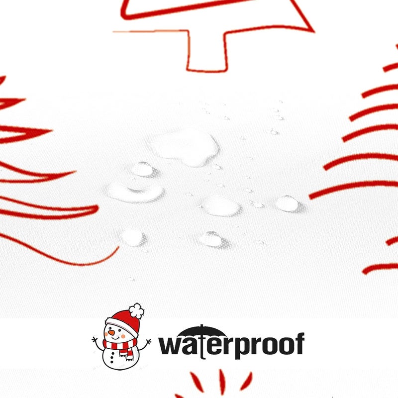 YOSTEV Christmas Shower Curtain, Red Christmas Tree Shower Curtains for Bathroom Decor, White Red Winter Holiday Shower Curtain, Merry Christmas Xmas Pine Fabric Cloth Bath Curtain, 72 x 72 Inch - Image 5